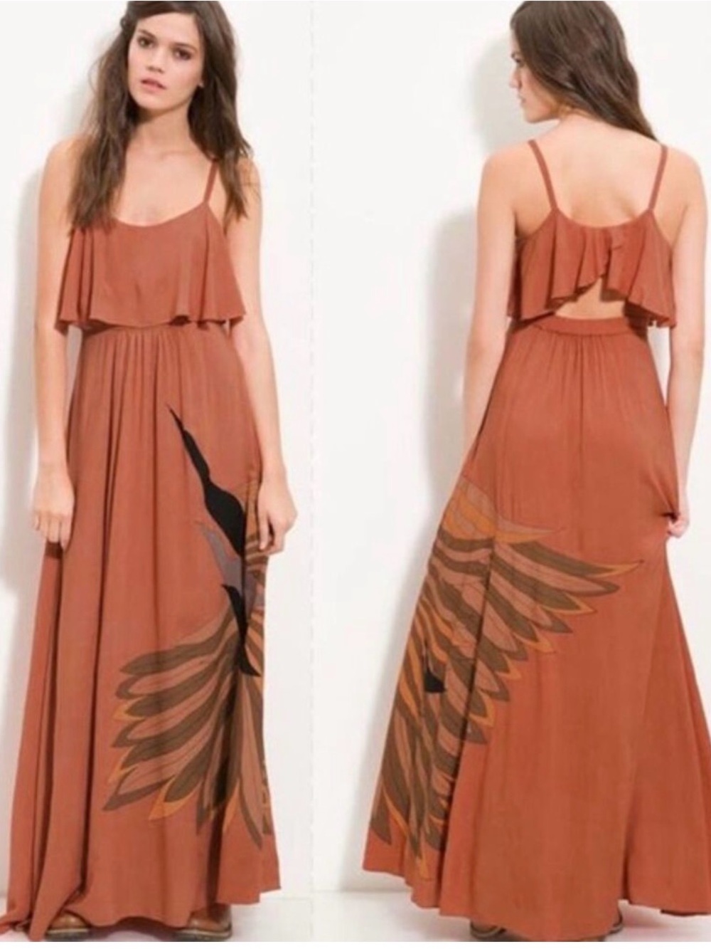 Free People Flock of Birds Terracotta Maxi Dress